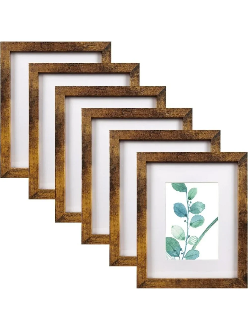 Set of 6 Brown 8x10 Picture Frames - Display 5x7 or 8x10 Photos, Wall Decor